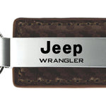 Jeep Wrangler Carbon Fiber Leather Key Fob - Taupe
