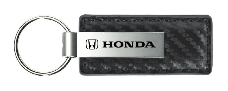 Honda Carbon Fiber Leather Key Fob - Gun Metal