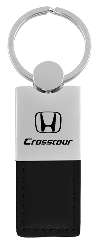 Honda Crosstour Duo Leather / Chrome Key Fob - Black