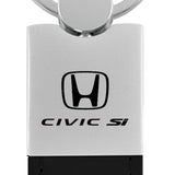 Honda Civic SI Duo Leather / Chrome Key Fob - Black