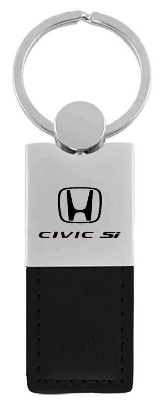 Honda Civic SI Duo Leather / Chrome Key Fob - Black