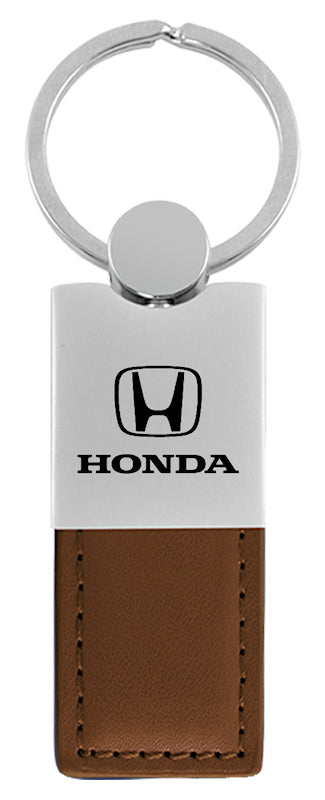 Honda Duo Leather / Chrome Key Fob - Brown