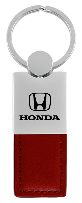 Honda Duo Leather / Chrome Key Fob - Burgundy
