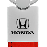 Honda Duo Leather / Chrome Key Fob - Red