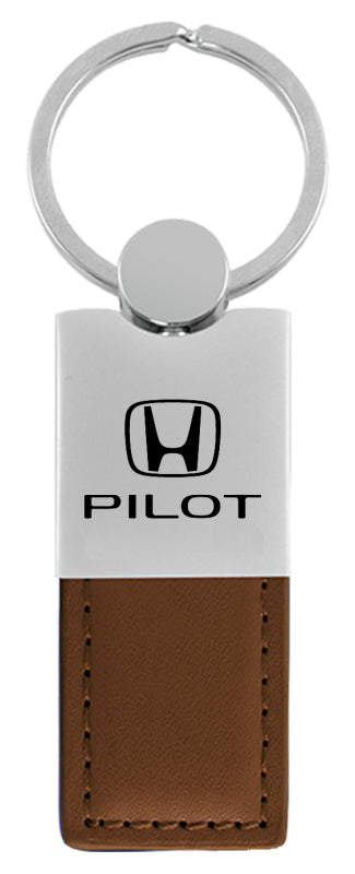 Honda Pilot Duo Leather / Chrome Key Fob - Brown