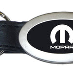 Mopar Oval Leather Key Fob - Black