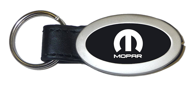 Mopar Oval Leather Key Fob - Black
