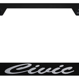 Civic Script Stainless Steel Frame - Laser Etched Black