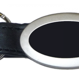 Blank Oval Leather Key Fob - Black