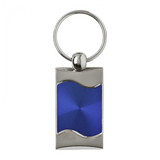 Blank Rectangular Wave Key Fob - Blue