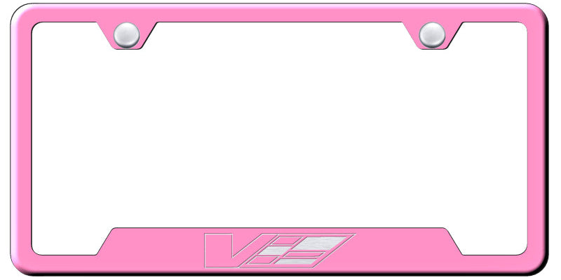 Cadillac V Logo Cut-Out Frame - Laser Etched Pink