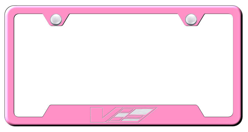 Cadillac V Logo Cut-Out Frame - Laser Etched Pink