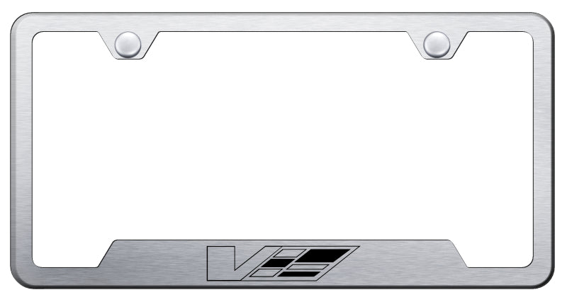 Cadillac V Logo Cut-Out Frame - Laser Etched Brushed