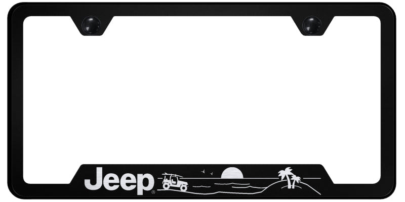 Jeep Beach Cut-Out Frame - Laser Etched Black