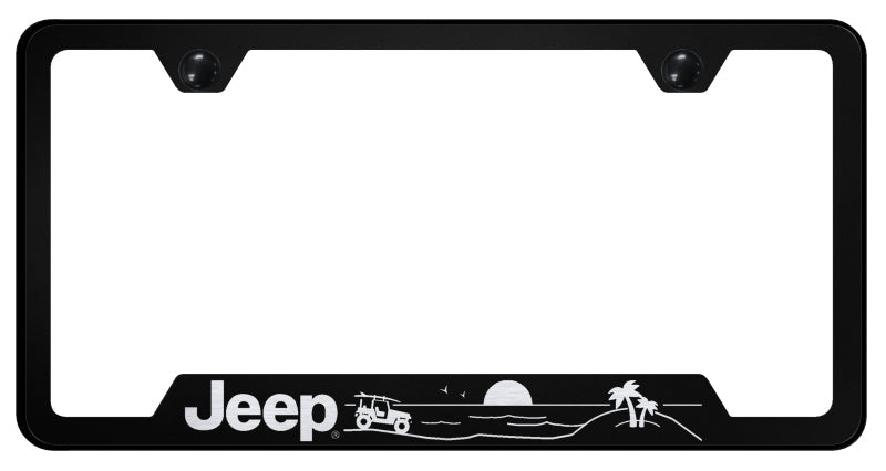 Jeep Beach Cut-Out Frame - Laser Etched Black