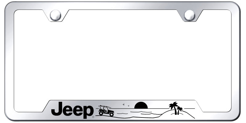 Jeep Beach Cut-Out Frame - Laser Etched Mirrored