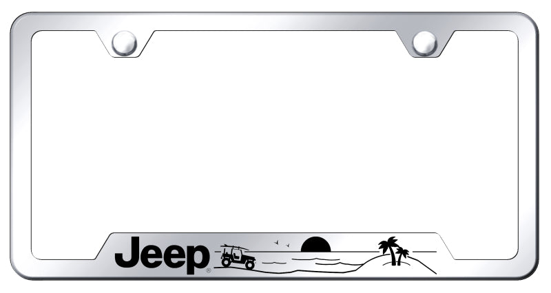 Jeep Beach Cut-Out Frame - Laser Etched Mirrored