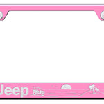 Jeep Beach Cut-Out Frame - Laser Etched Pink