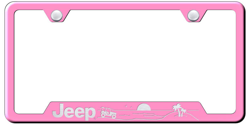 Jeep Beach Cut-Out Frame - Laser Etched Pink