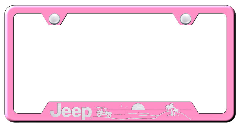 Jeep Beach Cut-Out Frame - Laser Etched Pink