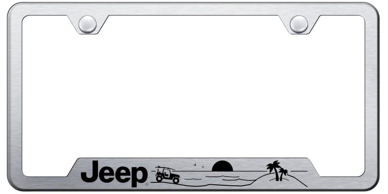 Jeep Beach Cut-Out Frame - Laser Etched Brushed