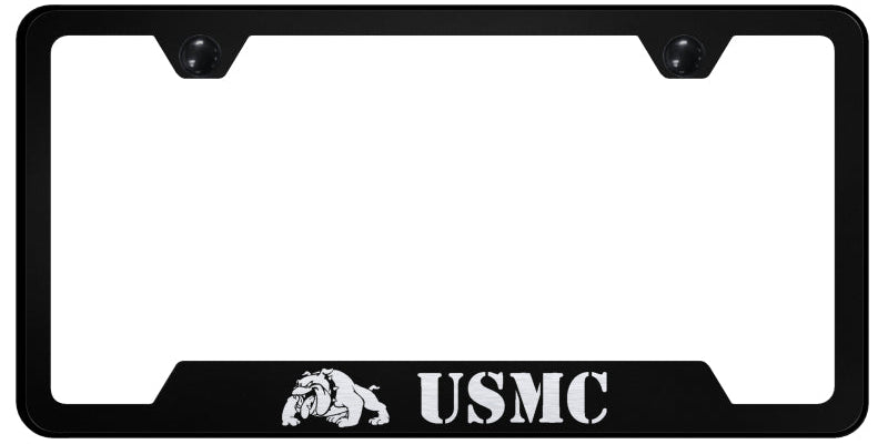 USMC Bulldog Cut-Out Frame - Laser Etched Black