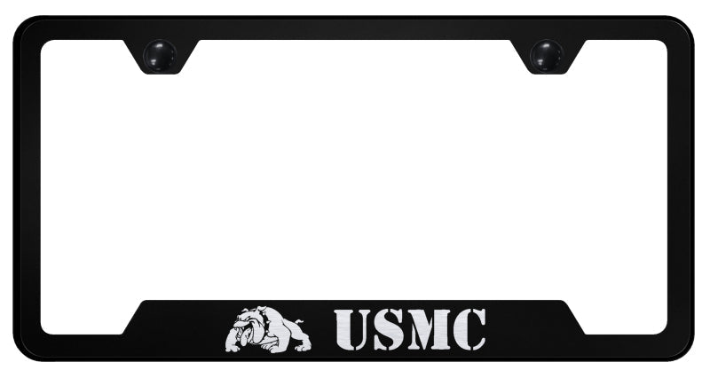 USMC Bulldog Cut-Out Frame - Laser Etched Black