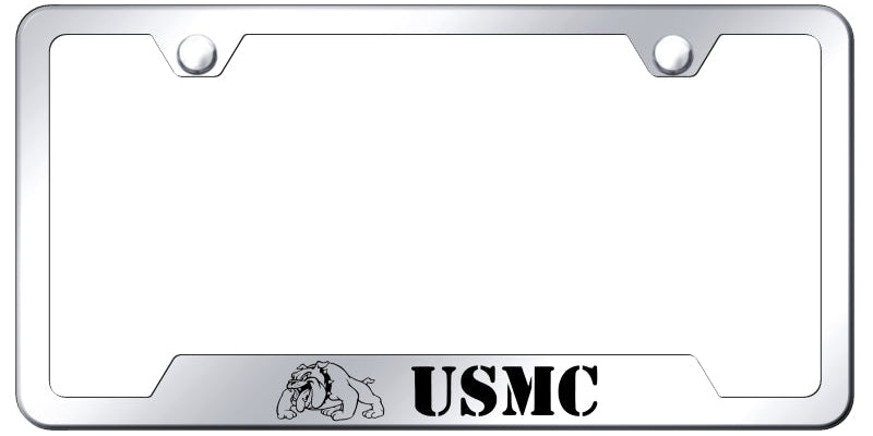 USMC Bulldog Cut-Out Frame - Laser Etched Mirrored