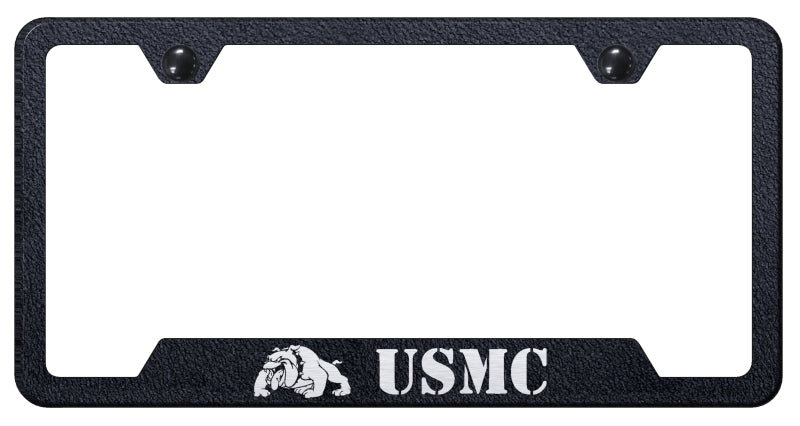 USMC Bulldog Cut-Out Frame - Laser Etched Rugged Black