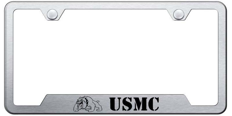 USMC Bulldog Cut-Out Frame - Laser Etched Brushed