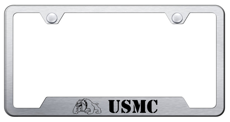 USMC Bulldog Cut-Out Frame - Laser Etched Brushed