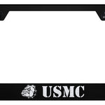 USMC Bulldog Head Cut-Out Frame - Laser Etched Black