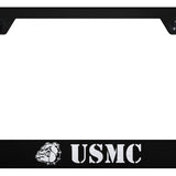 USMC Bulldog Head Cut-Out Frame - Laser Etched Black