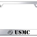 USMC Bulldog Head Cut-Out Frame - Laser Etched Mirrored