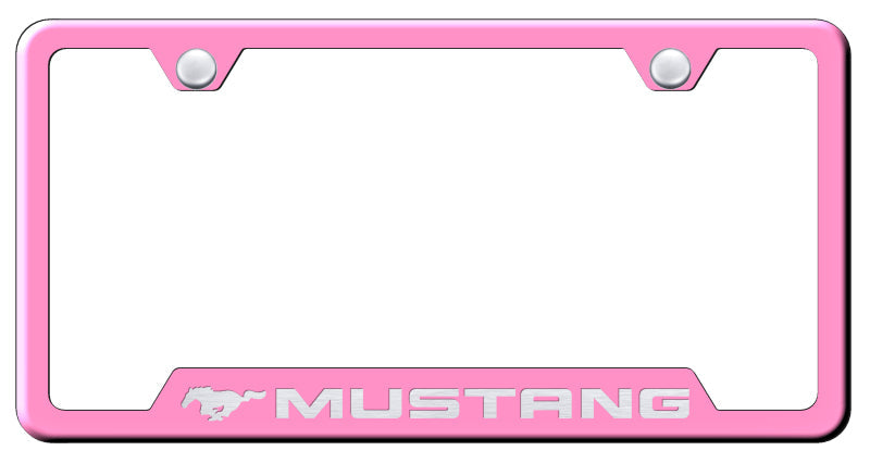 Mustang Cut-Out Frame - Laser Etched Pink