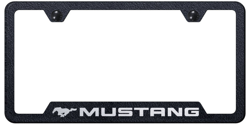 Mustang Cut-Out Frame - Laser Etched Rugged Black