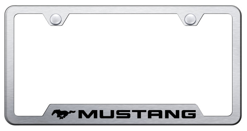 Mustang Cut-Out Frame - Laser Etched Brushed