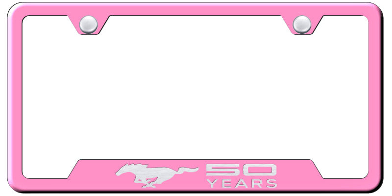 Mustang 50 Years Cut-Out Frame - Laser Etched Pink