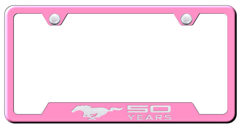 Mustang 50 Years Cut-Out Frame - Laser Etched Pink