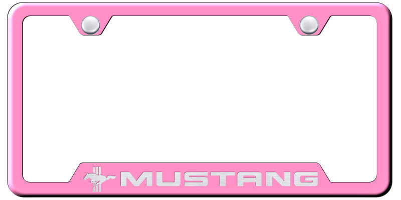 Mustang Tri-Bar Cut-Out Frame - Laser Etched Pink