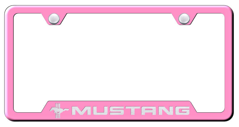 Mustang Tri-Bar Cut-Out Frame - Laser Etched Pink