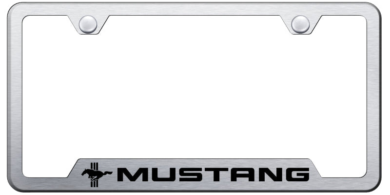 Mustang Tri-Bar Cut-Out Frame - Laser Etched Brushed