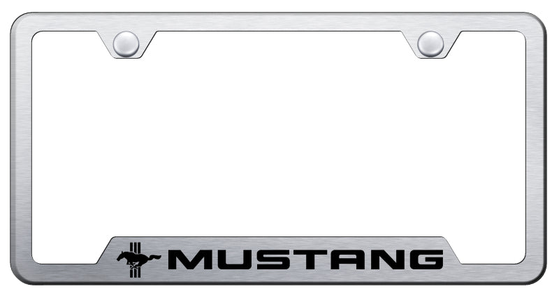 Mustang Tri-Bar Cut-Out Frame - Laser Etched Brushed