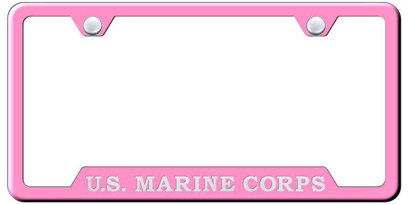 U.S.M.C. Name Cut-Out Frame - Laser Etched Pink