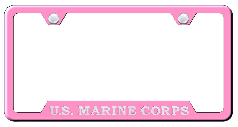 U.S.M.C. Name Cut-Out Frame - Laser Etched Pink