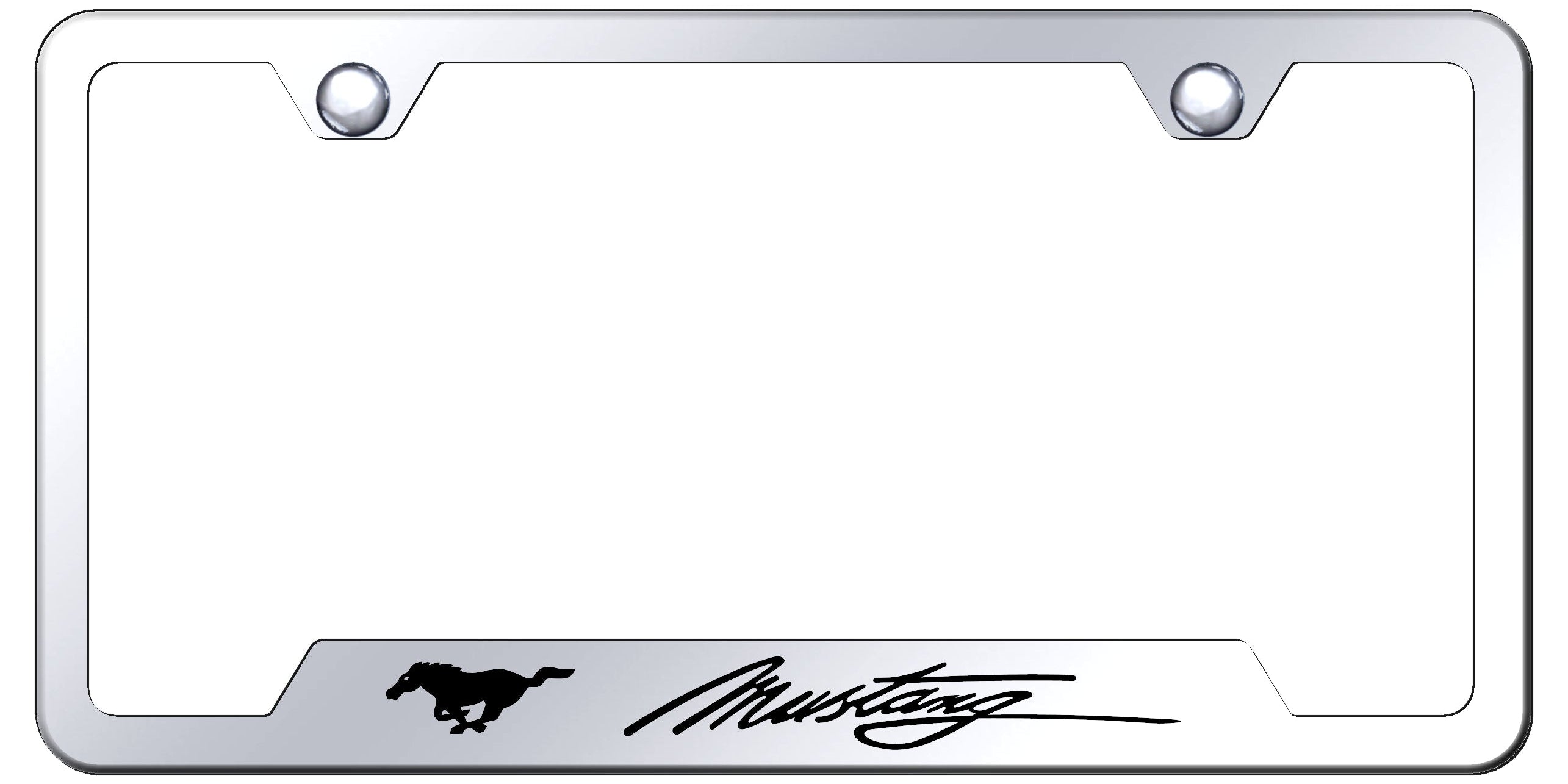 Mustang Script Laser Etched Cut-Out Frame - Mirrored