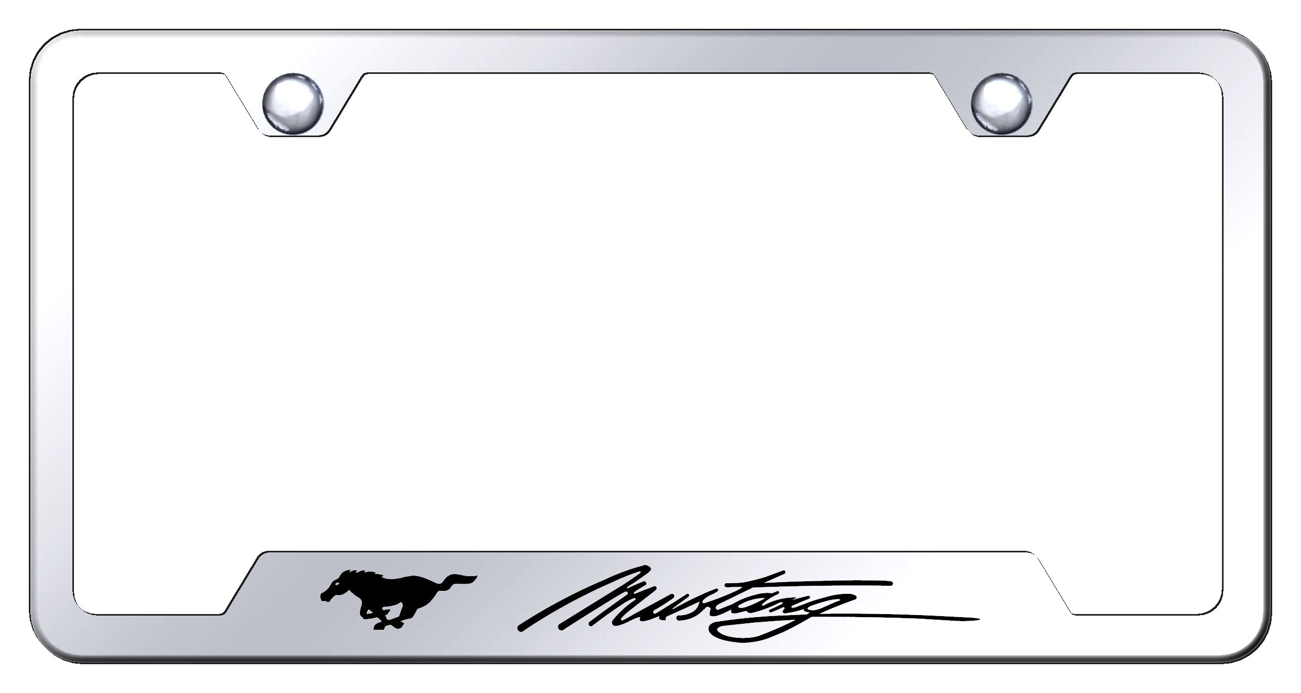 Mustang Script Laser Etched Cut-Out Frame - Mirrored