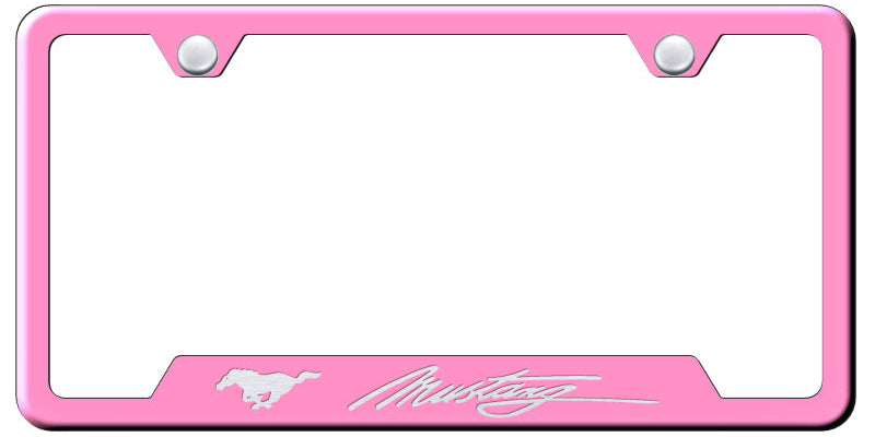 Mustang Script Laser Etched Cut-Out Frame - Pink