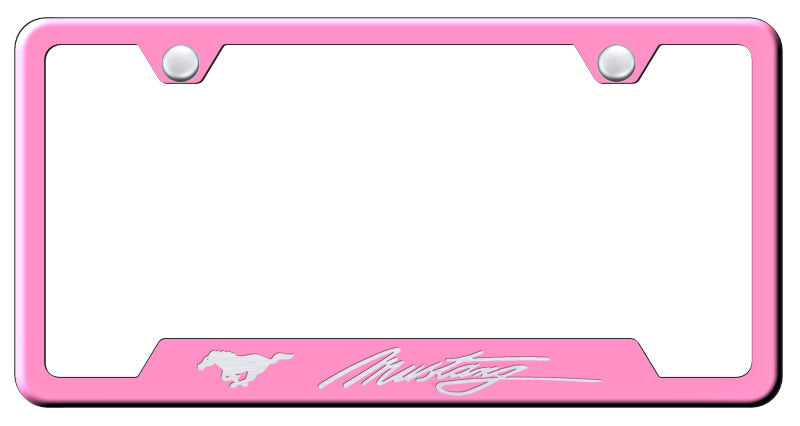 Mustang Script Laser Etched Cut-Out Frame - Pink