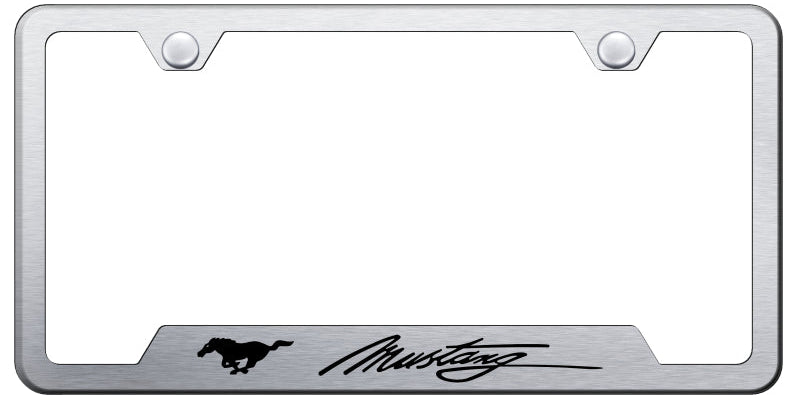 Mustang Script Laser Etched Cut-Out Frame - Brushed